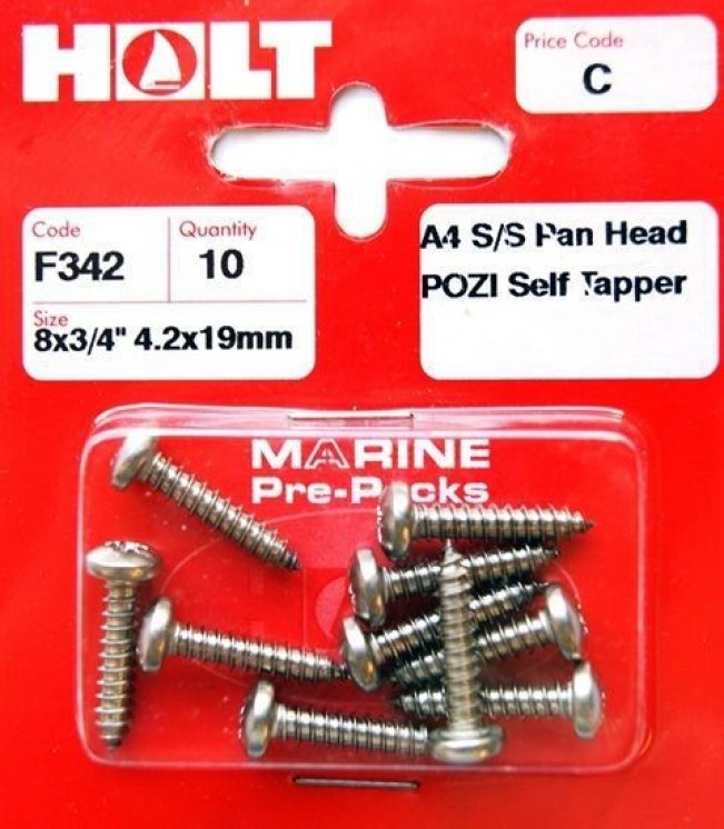 Holt Marine A4 S/S Pan Head Pozi Self Tapper