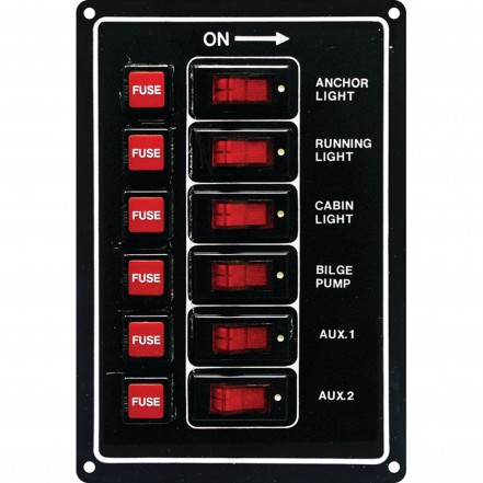 C Quip Switch Panel 6 Gang Fused