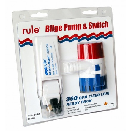 Jabsco Rule Submersible Bilge Pump 360gph 12V With Switch