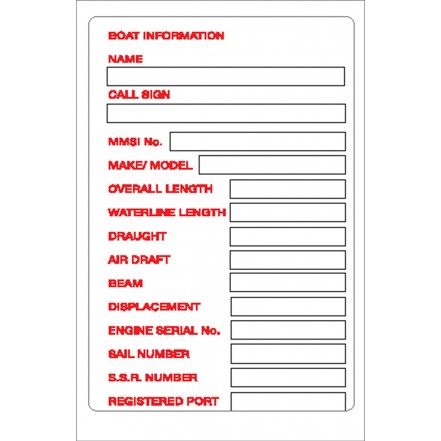 Nauticalia Sticker Boat Information