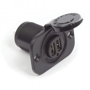 Dual USB Charge Socket 12/24v Black