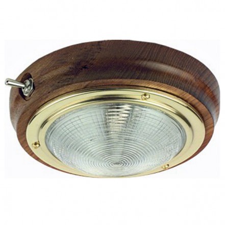 C Quip Teak Ceiling Light With Brass Trim