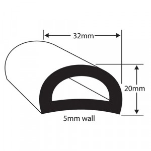 Wilks Rubber Plastics PVC D Fendering With 32mm Base