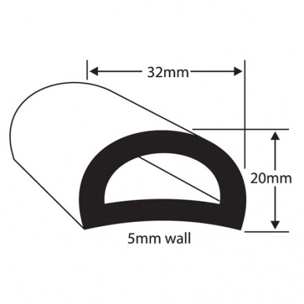 Wilks Rubber Plastics PVC D Fendering With 32mm Base