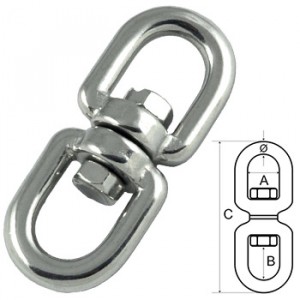 M6 Double Ended Swivel Eye Hook and Safety Carabiner Spring Snap Hook  Swivel Shackle Ring 304 Stainless Steel Connector Set of 3